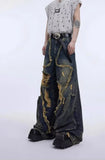 Y2K Streetwear Vintage Splicing Burr Edge Ripped Jeans