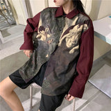 Red Oversized Vintage Shirt