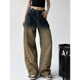 Women Rasty Gradient Color Loose High Waist Jeans