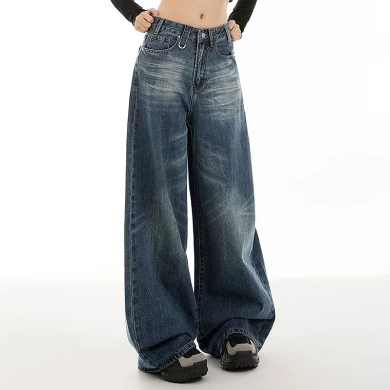 Flattering Retro Baggy Straight Leg Jeans
