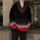 Women Autumn Gradient V-Neck Sweater