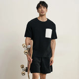Streetwear Luxury Knit O-Neck Short Sleeve T-Shirt