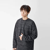Textured Knit Crew Neck Long Sleeve Sweatshirt