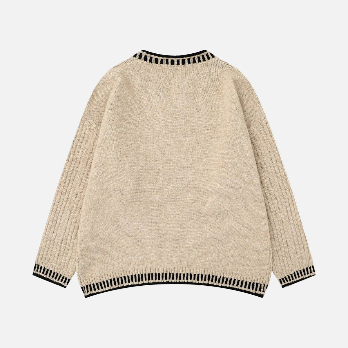 Breathable V-Neck Cable Knit Sweater