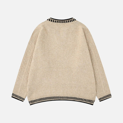 Breathable V-Neck Cable Knit Sweater