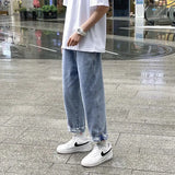 Streetwear High Street Patchwork Zipper Loose Jeans