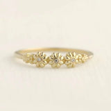 Elegant Gold Flower White Stone Ring