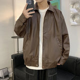 Handsome Retro American Brown Leather Jacket