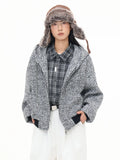 Y2K Elegant Gray Zip-Up Hooded Sweatshirt