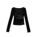 Grunge Aesthetics Letter Print Long T-Shirt
