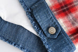 Vintage Plaid Loose Denim Jacket