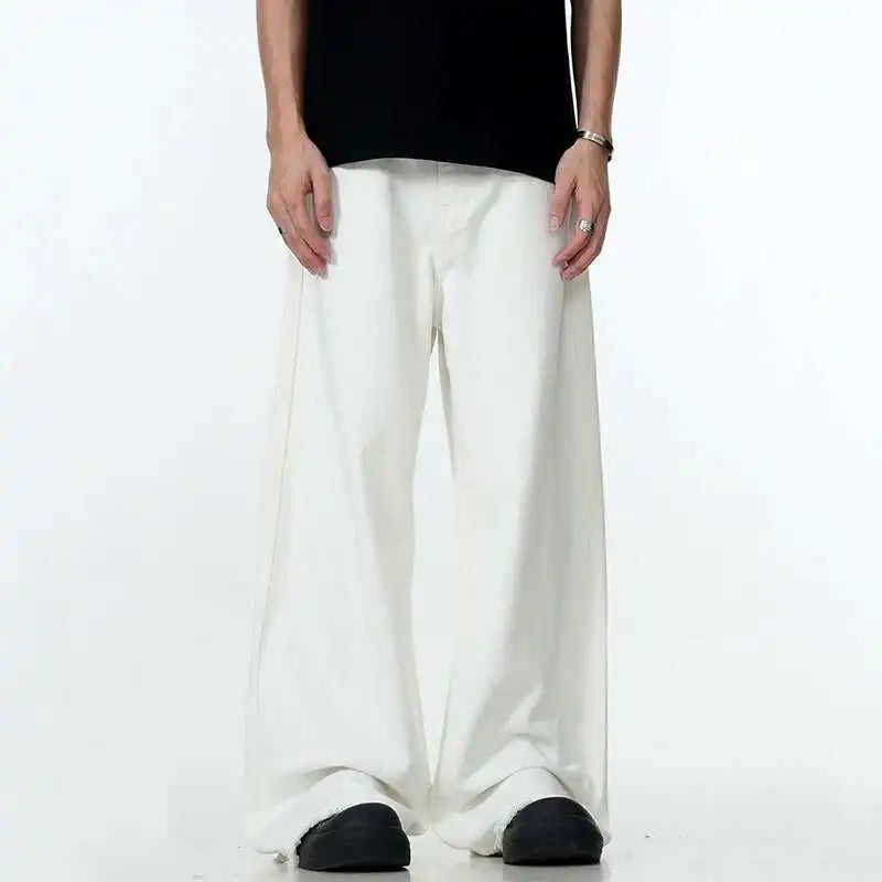 Solid Color Raw Edge Denim Jeans