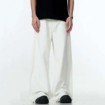 Solid Color Raw Edge Denim Jeans