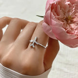 Women Cool Silver Crystal Aircraft Ring