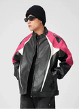 Y2K Windproof Loose Casual PU Leather Race Jacket