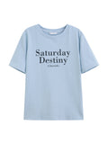 Women Cool Blue Printed Cotton Short-Sleeved T-Shirt