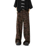 Retro Japanese Style Printed Wide Leg Pants