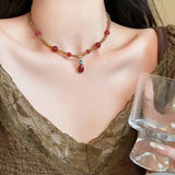 Elegant Red Waterdrop Collarbone Necklace