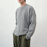 Premium Casual Henley Cable Knit Sweater