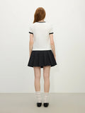 Women Streetwear Color Block Crewneck Ribbed T-Shirt
