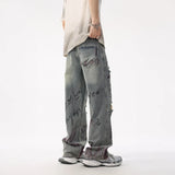Sporty Edge Graffiti Loose Straight Retro Jeans