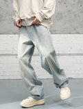Washed Distressed Mid-waist Denim Pants