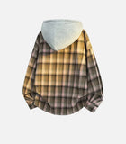Plaid Oversize Designer Hooded Long Sleeve Shirt