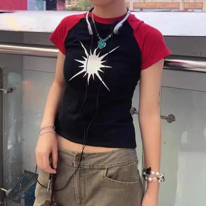 Vintage Gothing Patchwork Short Sleeve T-Shirt