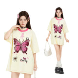 Women Butterfly Print Hip Hop Funny Polyester T-Shirt