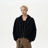 Patchwork Silhouette Retro Hooded Jacket