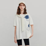 Women Cute Flower Casual Summer Short Sleeve T-Shirt