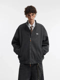 Oatmeal Melange Minimalist Stand Collar Bomber Jacket