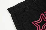 Funky Star Print Denim Pants