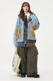 Streetwear Bold Gradient Distressed Denim Jacket