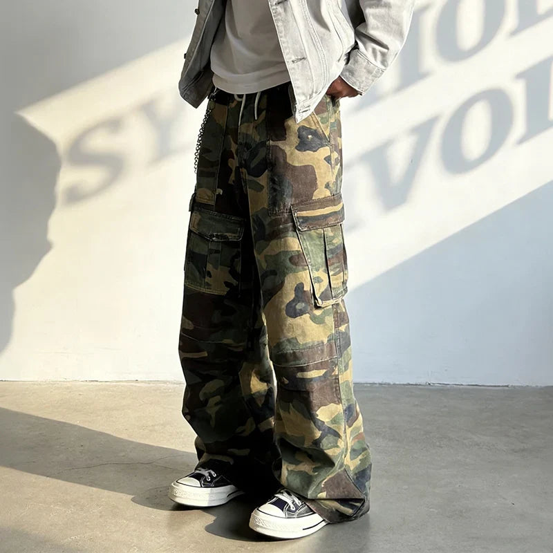 Cleanfit Draped Camouflage Cargo Pants