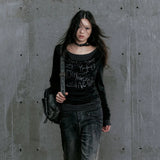 Grunge Aesthetics Letter Print Long T-Shirt