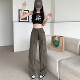 Wide-leg Belt Cargo Pants
