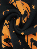 Pumpkin Bats Pattern Knitted Sweater