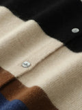 Striped Multicolor Cashmere Sleeveless Cardigan