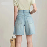 Minimalist Distressed Light Blue Denim Short