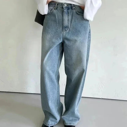 Long-lasting Patchwork Button Loose Jeans
