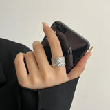 Geometric Wide Irregular Silver Finger Ring