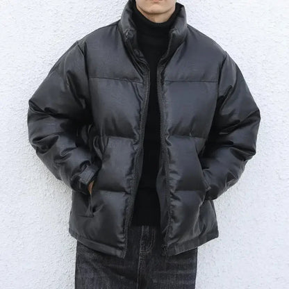 Men Black Winter Parka Padded Casual Jacket