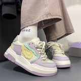 Model wearing the lavender Chunky Patterned Sneakers