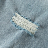 Blue Ripped Loose Straight Denim Jeans
