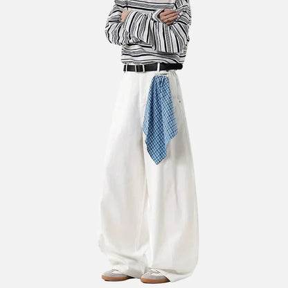 American Style Scarf Square Wide Leg Jeans