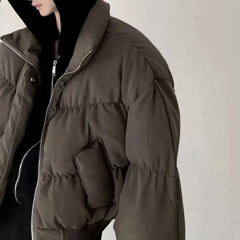 Men Retro Thickened Cotton Winter Bomber Jacket