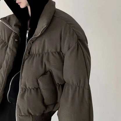 Men Retro Thickened Cotton Winter Bomber Jacket
