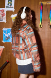 Women American Style Plaid Puffer Jacket