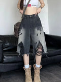 Women American Style Retro Gradient Denim Jorts